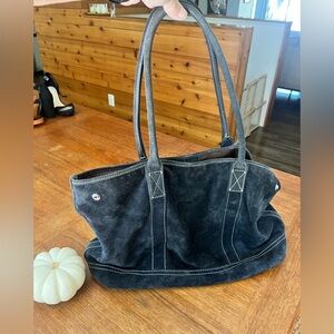 Pretty Navy Suede Tote Bag